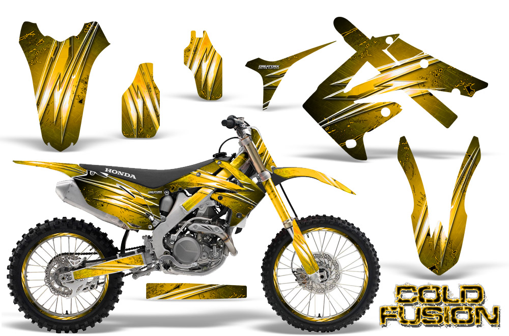 Honda CRF250 10-12 CRF450 09-12 Graphics Kit Cold Fusion Yellow NP Rims